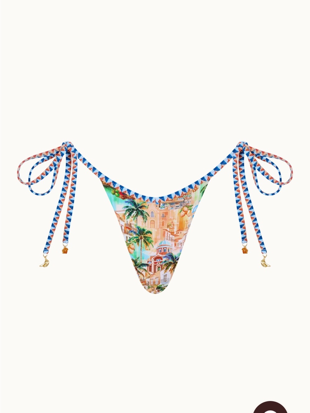 Tropical Print Triangle Bikini Set - Blue & Orange - Picture 3 of 4